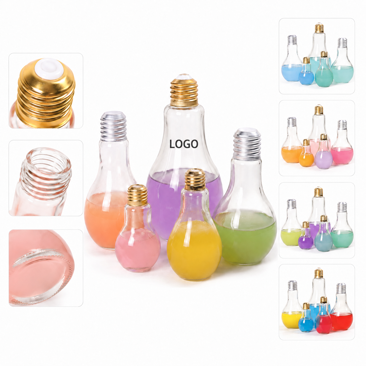 Novelty Bulb-Inspired Glass Beverage Vessel with Metallic Screw Lid
