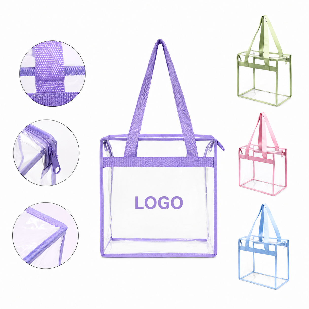 Transparent Venue-Ready Tote Bag with Adjustable Contrast Straps