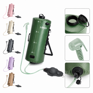 Portable Pressurized Outdoor Solar Shower Bag with Integrated Foot Pump