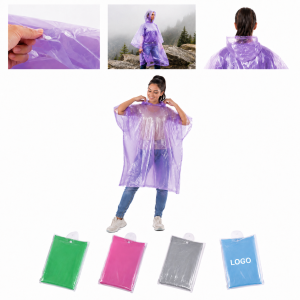 Multi-Tone Hooded Reusable Emergency Rain Poncho