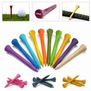 3-1/4 Inch Professional Hardwood Golf Tees - Natural Finish Multi-Color Pack