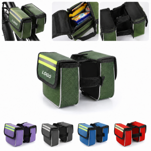 Dual-Compartment Weather-Resistant Bicycle Pannier with High-Visibility Accents