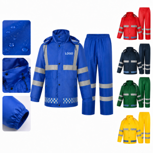 High-Visibility Waterproof Reflective Safety Rain Suit Set