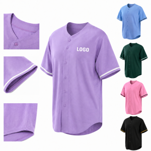 Unisex Athletic Short Sleeve Button-Down Baseball Jersey