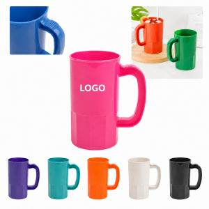 22 oz Impact-Resistant Paneled Beverage Stein with Integrated Handle